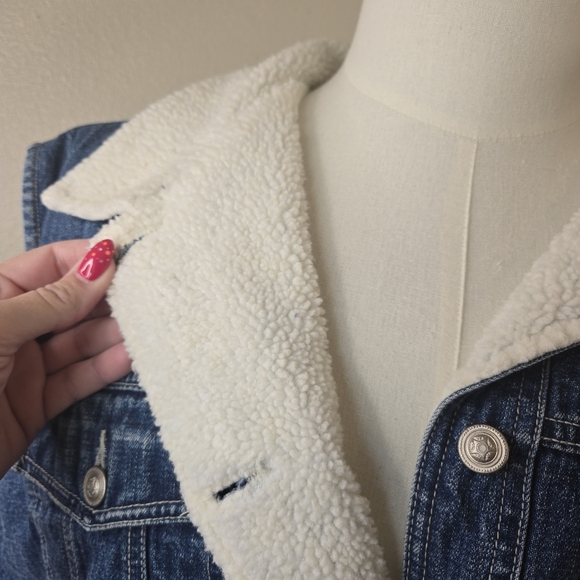 90's Great Northwest Denim Shearling Vest, 2X - Picture 6 of 11